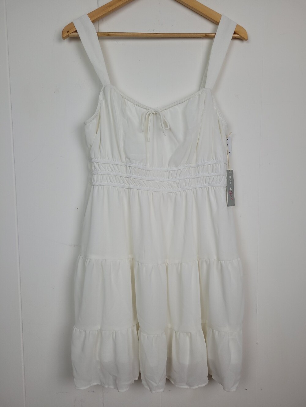 Bloom Girl Large White Tiered Sleeveless Dress
